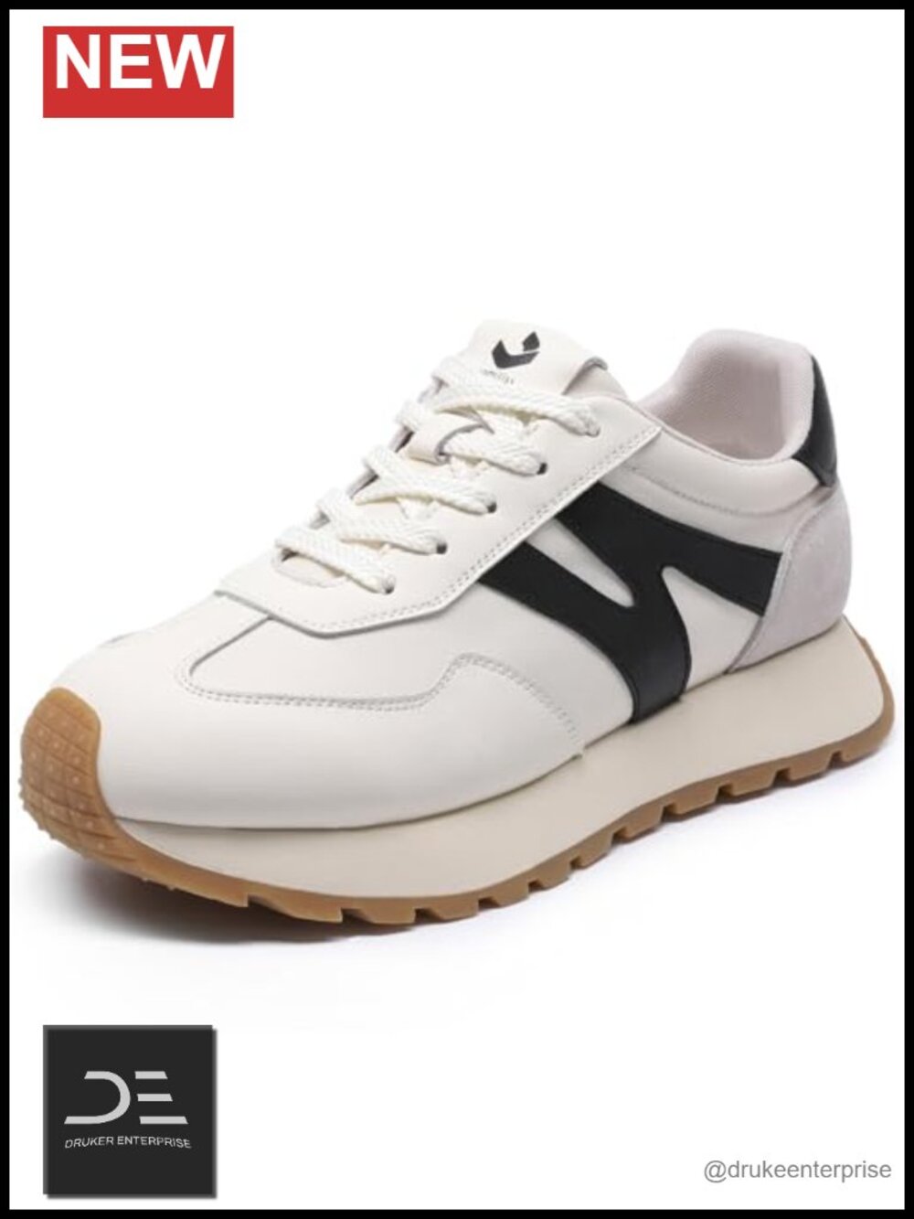 Women's Fashion Platform Sneakers Breathable Leather Suede Casual Tennis Shoes
